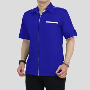 Kemeja Seragam BC011 Biru List Putih