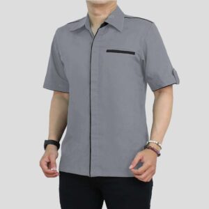Kemeja Seragam BC011 Abu List Hitam