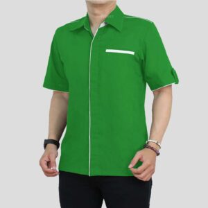 Kemeja Seragam BC011 Hijau List Putih