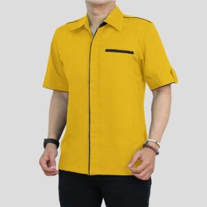 Kemeja Seragam BC011 Kuning List Hitam