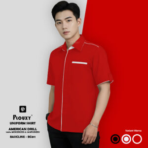 Kemeja Seragam BC011 Merah List Putih