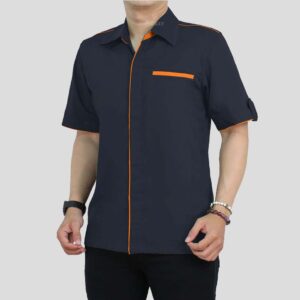 Kemeja Seragam BC011 Navy List Orange