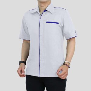 Kemeja Seragam BC011 Putih List Biru