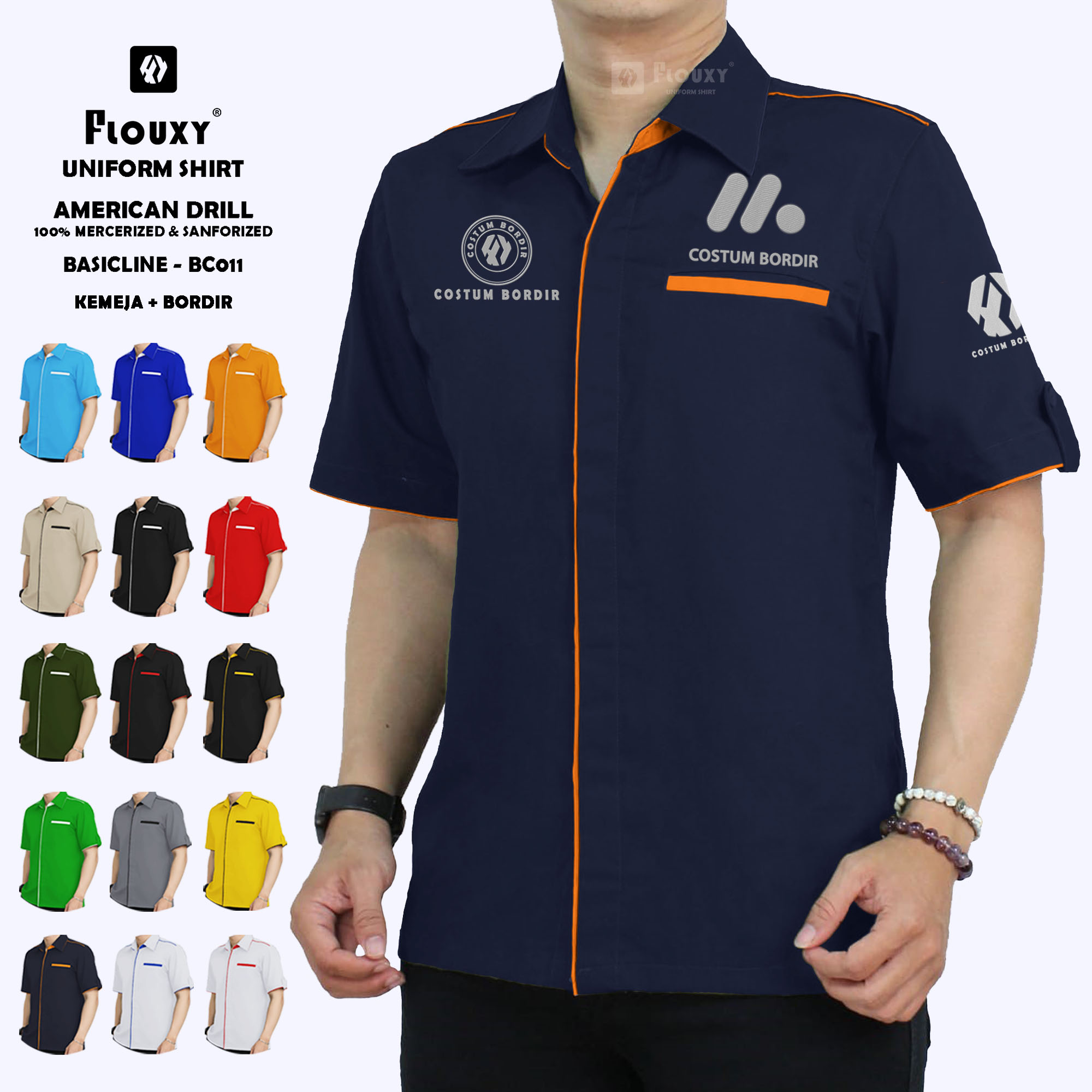 Kemeja Seragam Costum Bordir